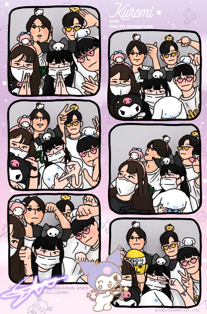 5인 우정 라인드로잉 일러스트