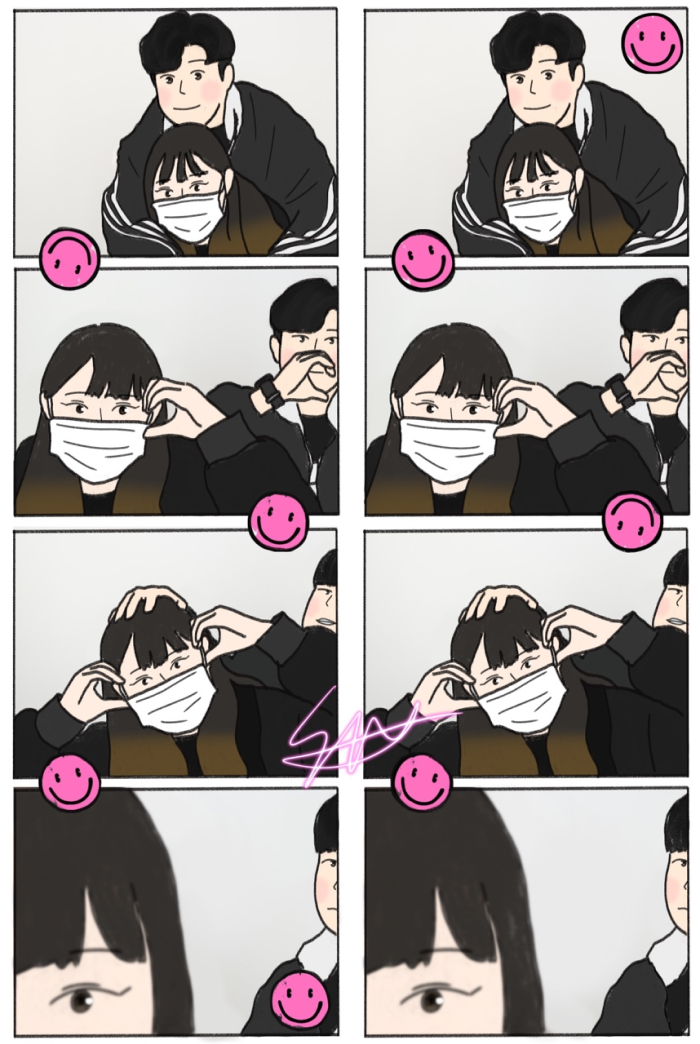 커플 라인드로잉 일러스트